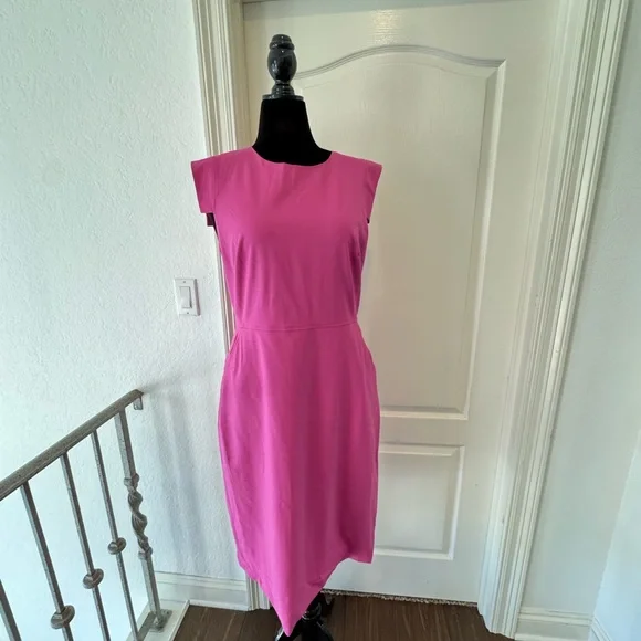 NWT J. Crew Sz 14T Resume Dress Pink Midi Dress - Picture 1 of 7